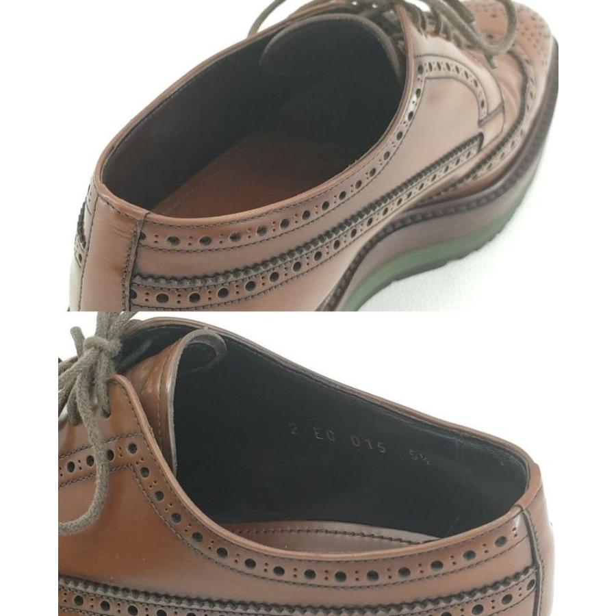 PRADA メンズ ウィングチップシューズ レザー ブラウン 厚底 PRADA メンズ ウィングチップシューズ レザー ブラウン 厚底