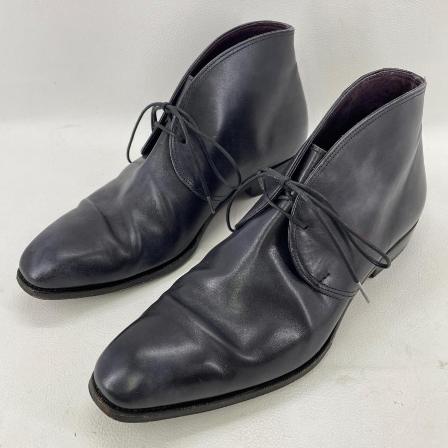 【美品】CARMINA チャッカブーツ ミュージアムカーフ ネイビー UK7 中古】 カルミーナ CARMINA チャッカーブーツ メンズ サイズ7 ネイビー