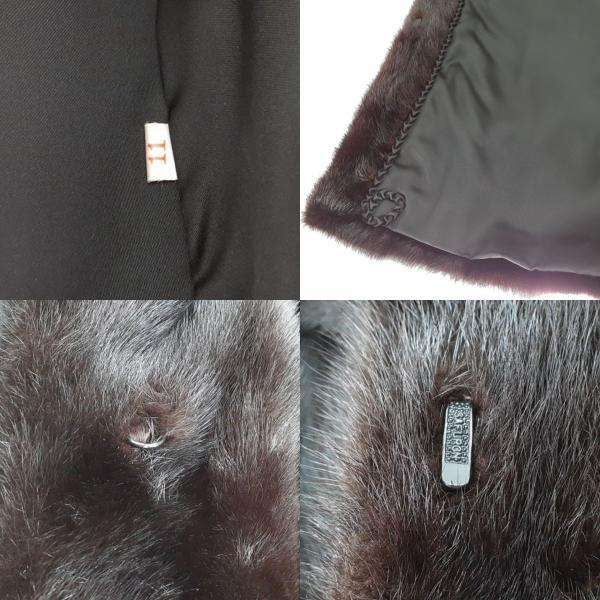 エンバ 毛皮 ミンク ハーフコート レディース ダークブラウン SIZE 11 