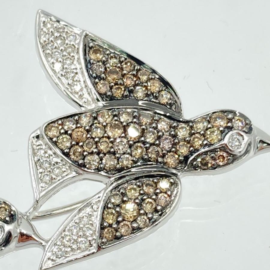貴金属 ブローチ K18 WG 13.51g ブラウンダイヤモンド 2.0ct 