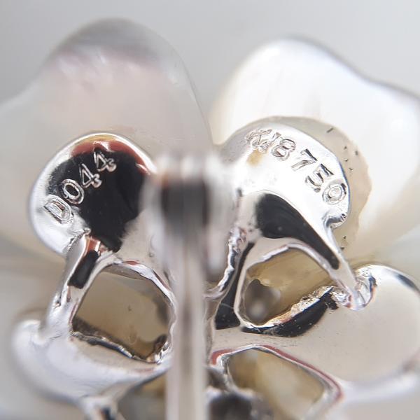 K18 WG ブローチ 5.41g ダイヤモンド 0.44ct 花モチーフ シェル 