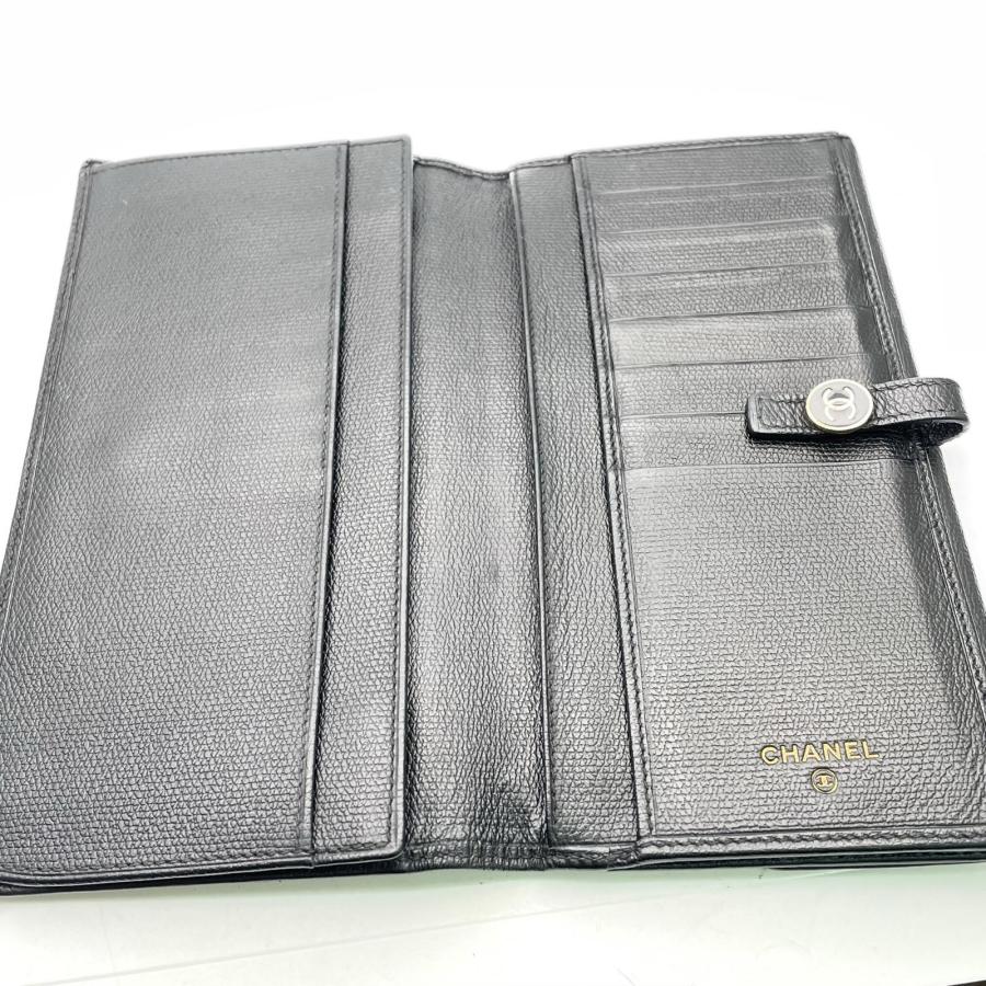 CHANEL シャネル 長財布 ココマーク 三つ折り CHANEL（シャネル） 三つ折り長財布 ココマーク ブラック レザー