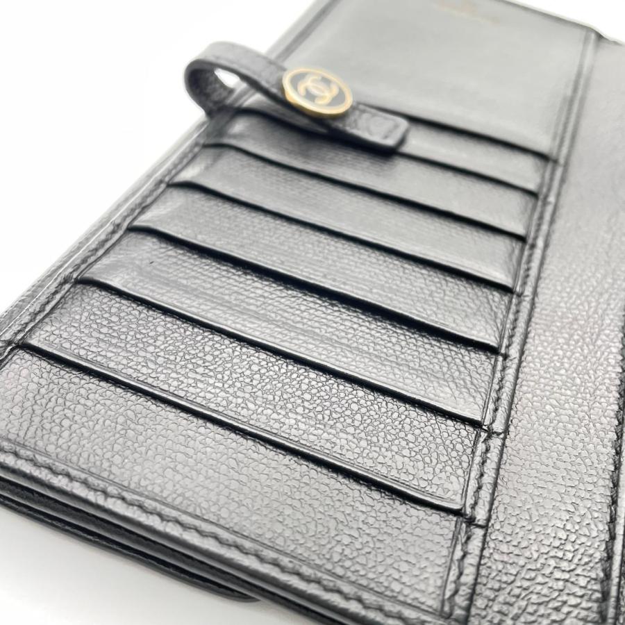 CHANEL シャネル 長財布 ココマーク 三つ折り CHANEL（シャネル） 三つ折り長財布 ココマーク ブラック レザー