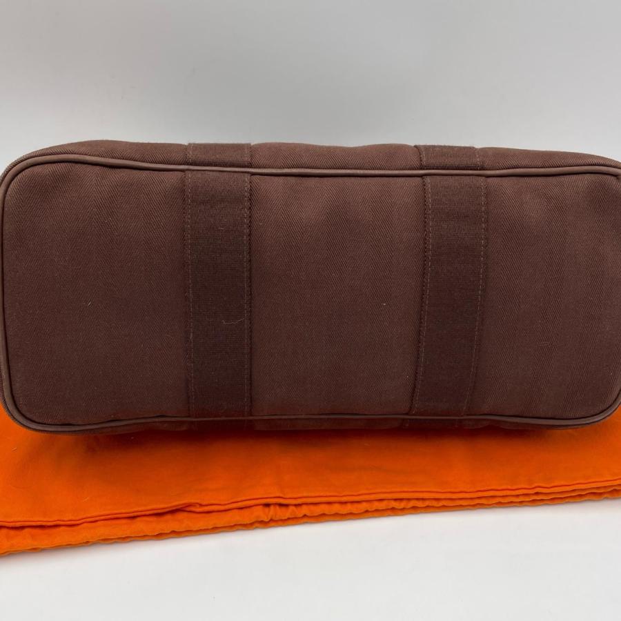 HERMES エルメス ヴァルパライソGM トワルアッシュxレザー ブラウン ハンドバッグ トートバッグ ◆2004