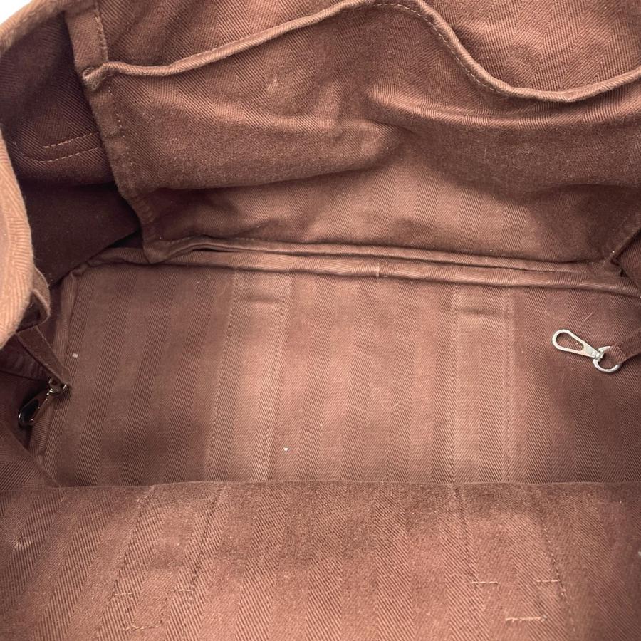 HERMES エルメス ヴァルパライソGM トワルアッシュxレザー ブラウン ハンドバッグ トートバッグ ◆2004