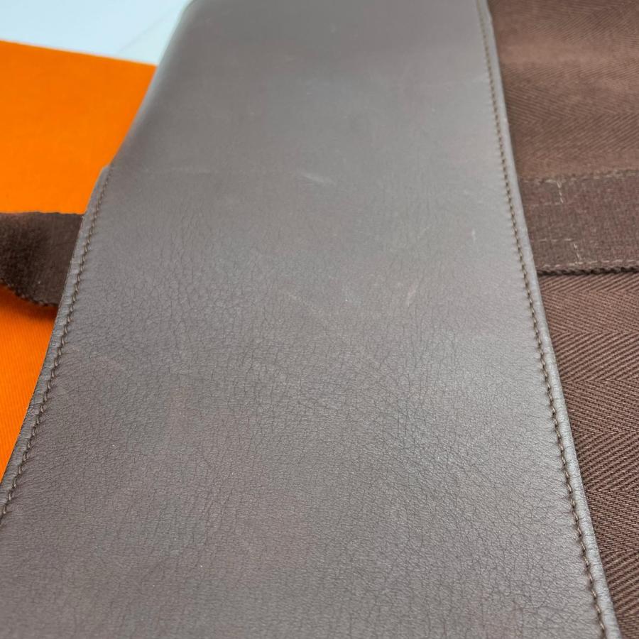 HERMES エルメス ヴァルパライソGM トワルアッシュxレザー ブラウン ハンドバッグ トートバッグ ◆2004