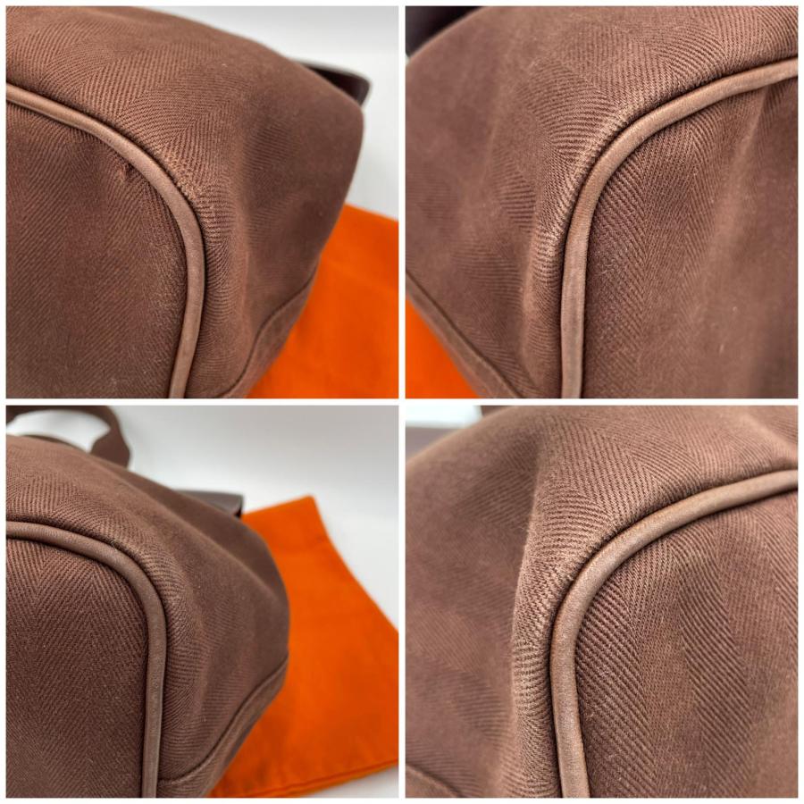 HERMES エルメス ヴァルパライソGM トワルアッシュxレザー ブラウン ハンドバッグ トートバッグ ◆2004