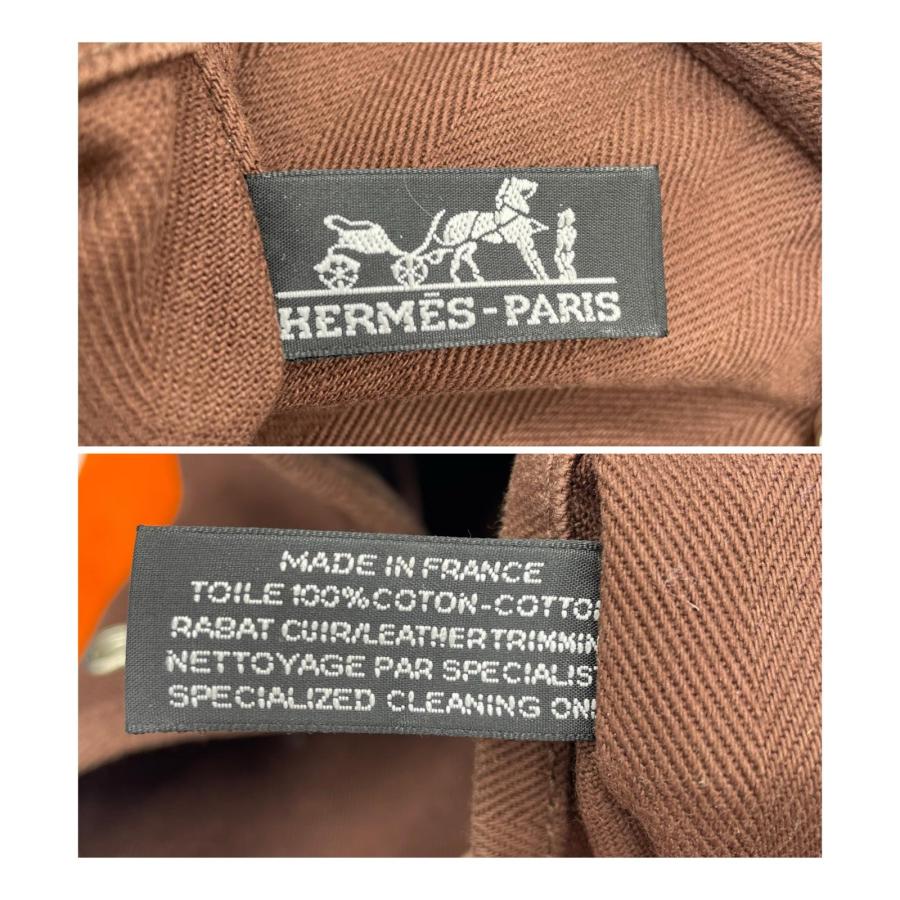 HERMES エルメス ヴァルパライソGM トワルアッシュxレザー ブラウン ハンドバッグ トートバッグ ◆2004