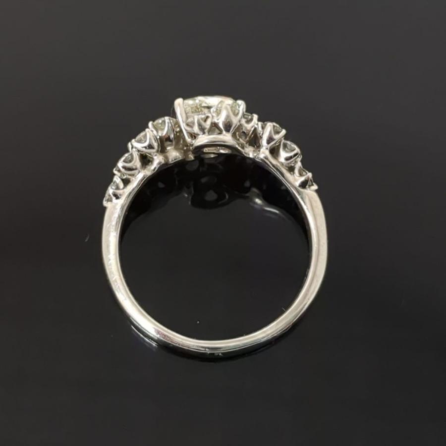 プラチナ900 リング Pt900 5.1g ダイヤモンド 1.051ct/0.60ct 14号 
