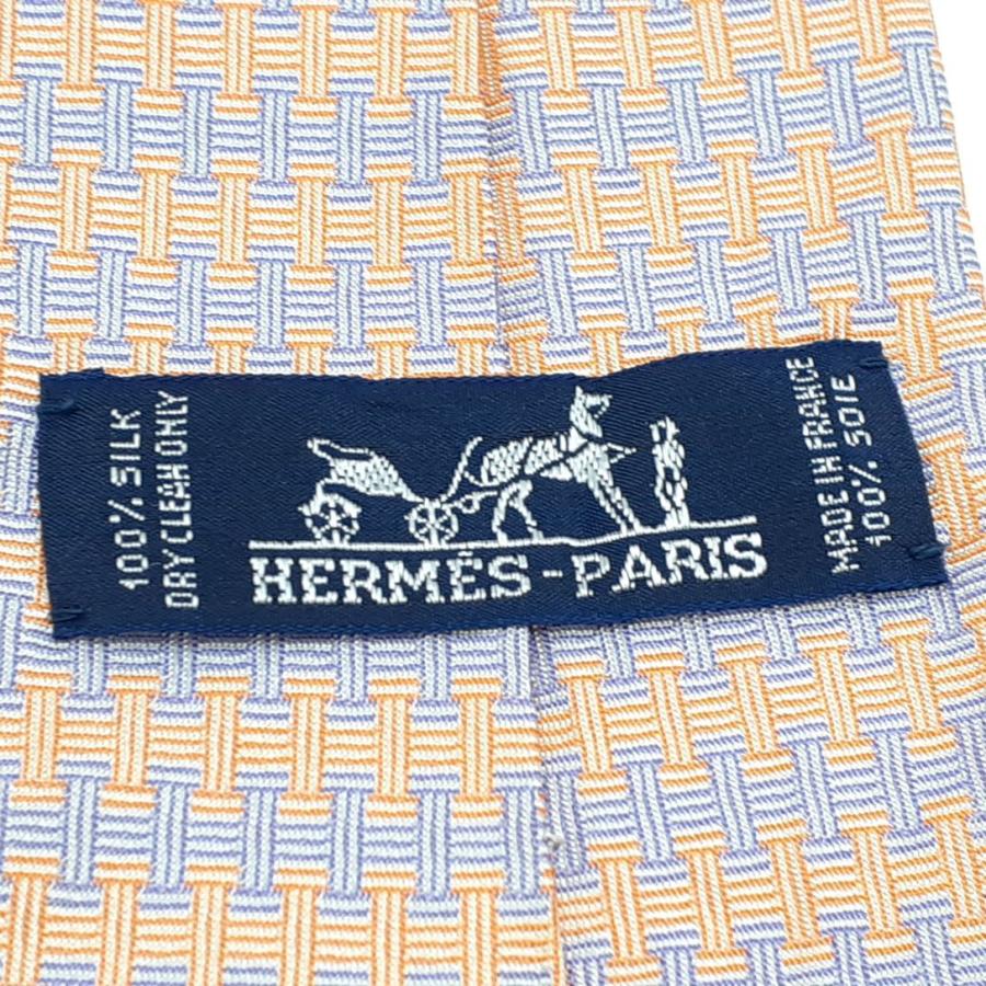 HERMES　ネクタイ　オレンジ×パープル　H柄　シルク100%  箱無　全長152ｃｍ   HERMES　◆3105/高林店 T｜pickupjapan｜05