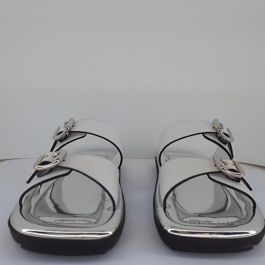 PRADA プラダ レザーサンダル ホワイト×シルバー 36 1/2(約23.5 PRADA プラダ レザーサンダル ホワイト×シルバー 36 1/2(約23.5