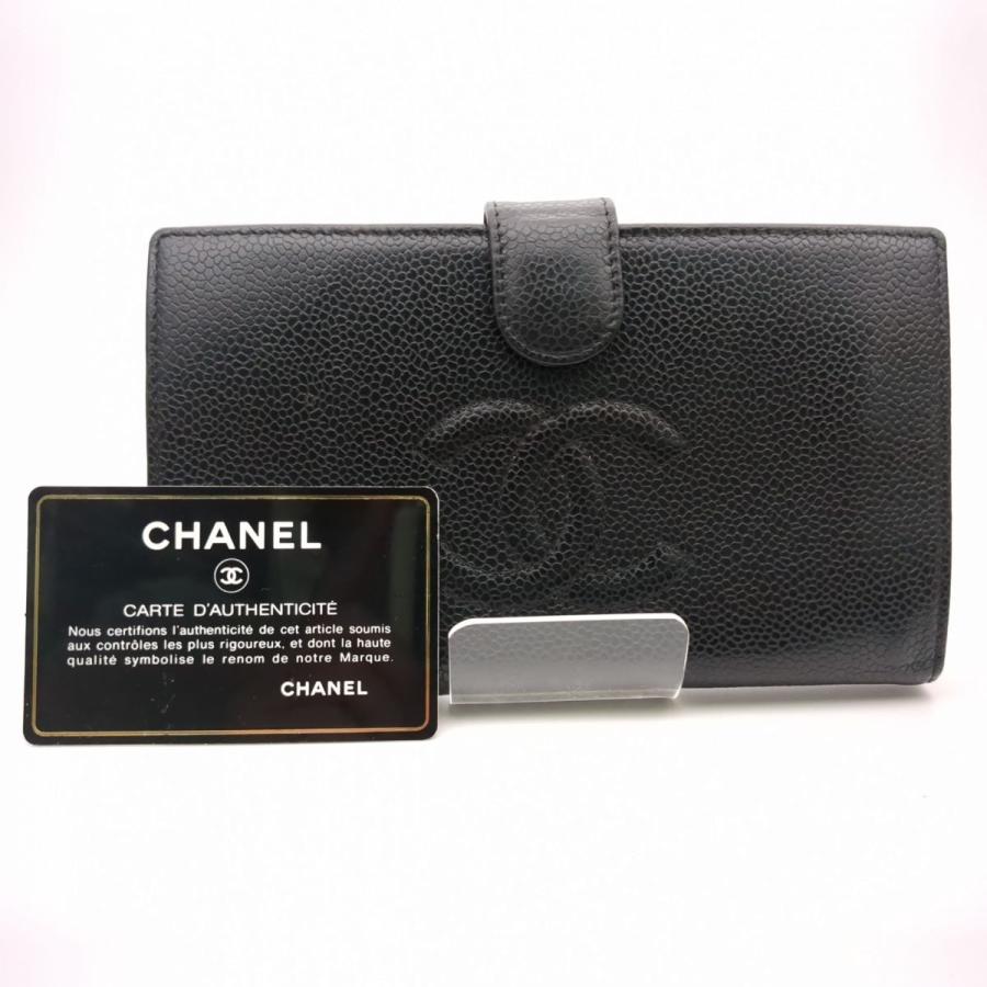 CHANEL シャネル 二つ折り長財布 キャビアスキン ココマーク CHANEL シャネル 二つ折り長財布 キャビアスキン ココマーク