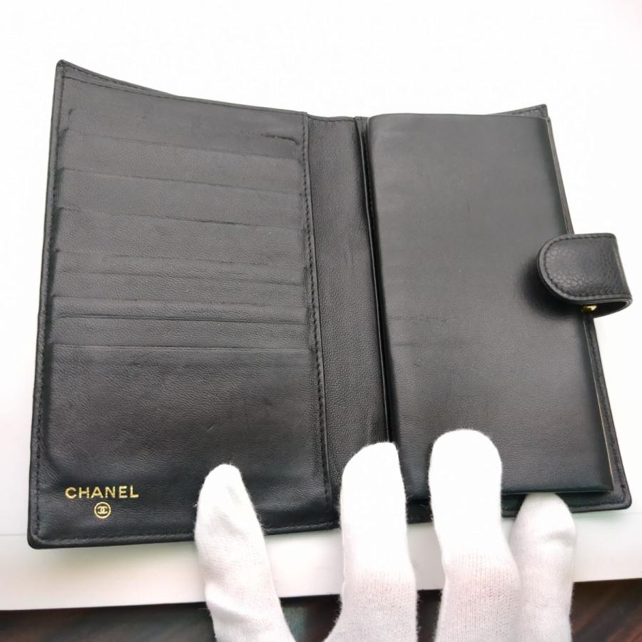 CHANEL シャネル 二つ折り長財布 キャビアスキン ココマーク CHANEL シャネル 二つ折り長財布 キャビアスキン ココマーク