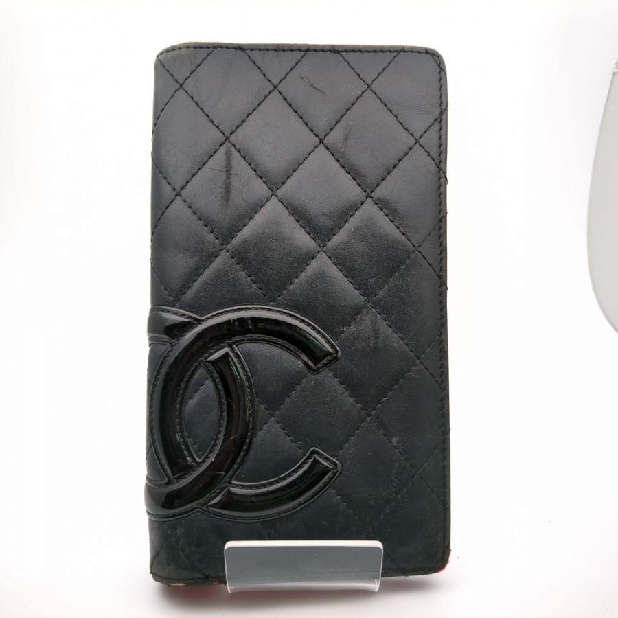 CHANEL シャネル 二つ折り長財布 カンボンライン ココマーク ブラック 