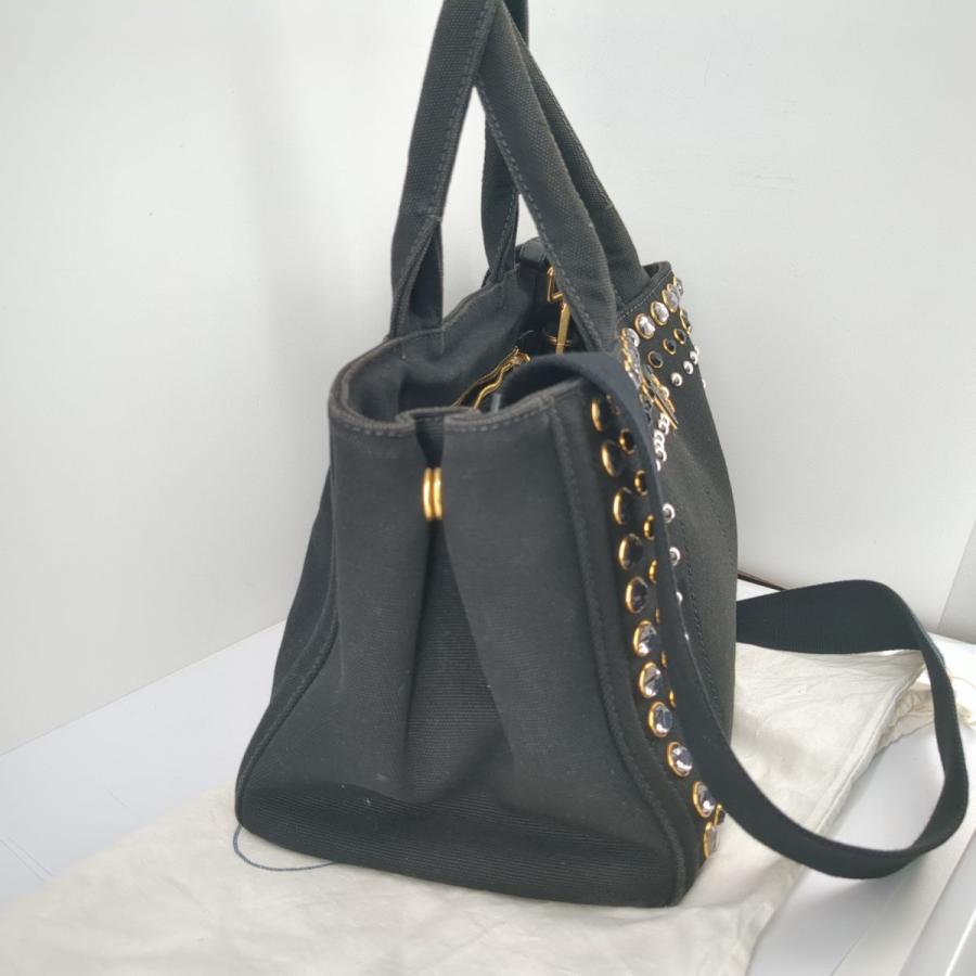 PRADA プラダ カナパ 2WAYトートバッグ B24390 ビジュー キャンバス  