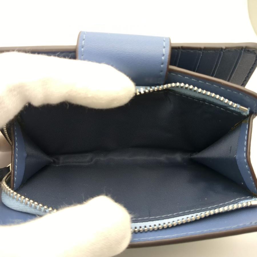 COACH コーチ 二つ折り財布 PVCxレザー ホワイトxブルー 花柄 COACH コーチ 二つ折り財布 PVCxレザー ホワイトxブルー 花柄