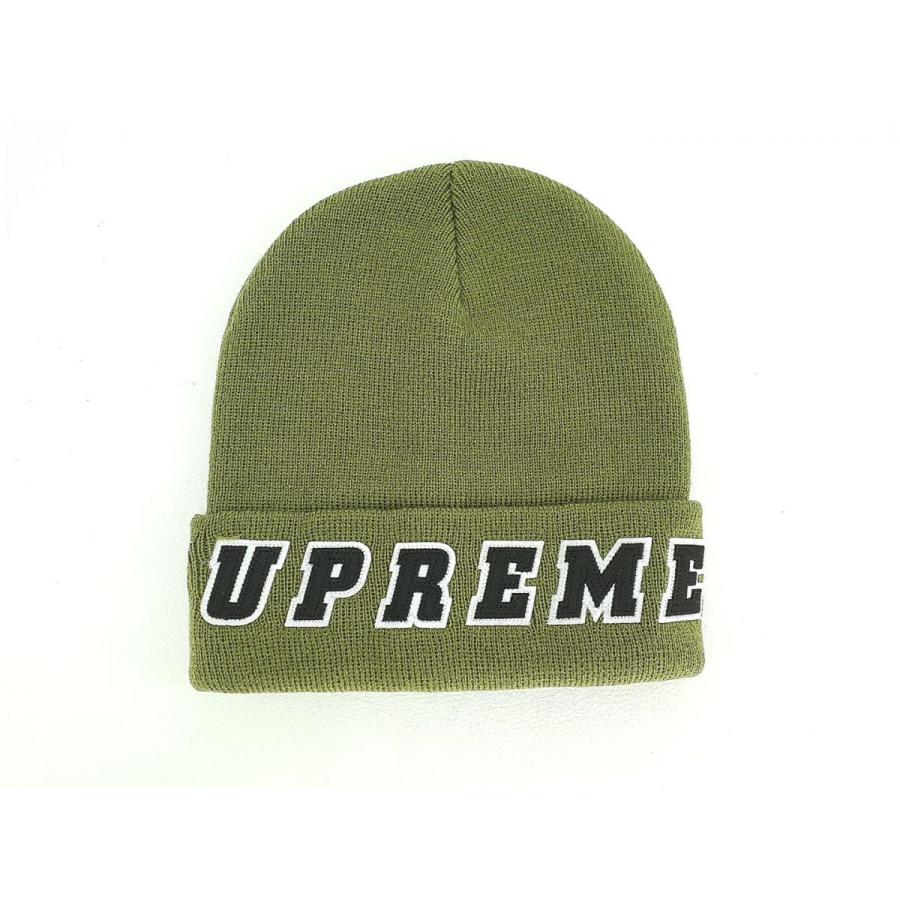 Supreme ニットビーニー オリーブ・ブラック Supreme（シュプリーム） ニット帽 FELT LOGO BEANIE オリーブ