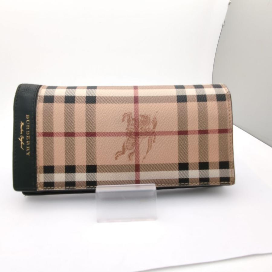 BURBERRY バーバリー 二つ折り長財布 ベージュ×ブラック ノバチェック 