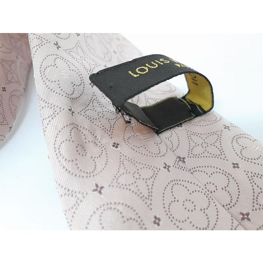 【美品】ルイヴィトン　モノグラム　ネクタイ　高級シルク　総柄　大剣9cm　ピンク ルイヴィトン ネクタイ モノグラム柄 ピンク系 シルク100% 全長