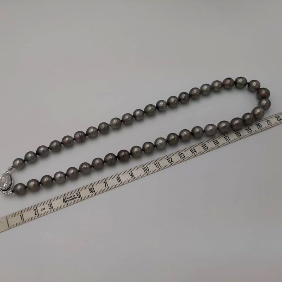 黒蝶真珠 ネックレス イヤリング セット 〜約10.6mm グレー系 約
