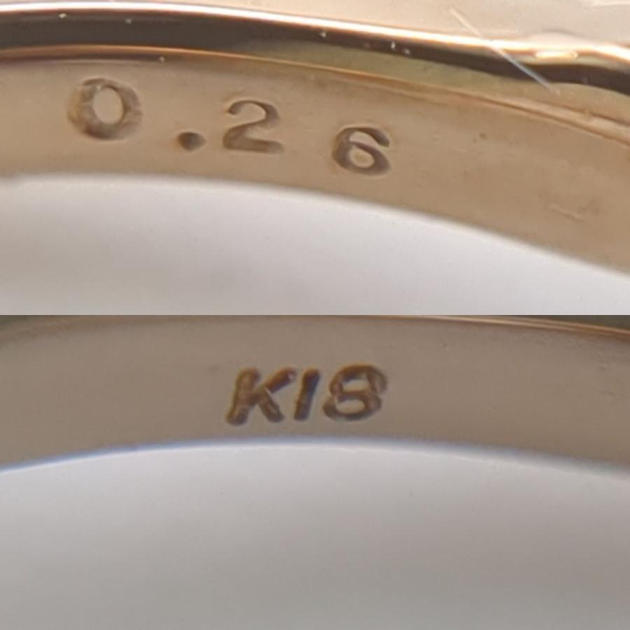 K18 YG リング 3.33g ダイヤモンド 0.26ct カルセドニー （レッド 