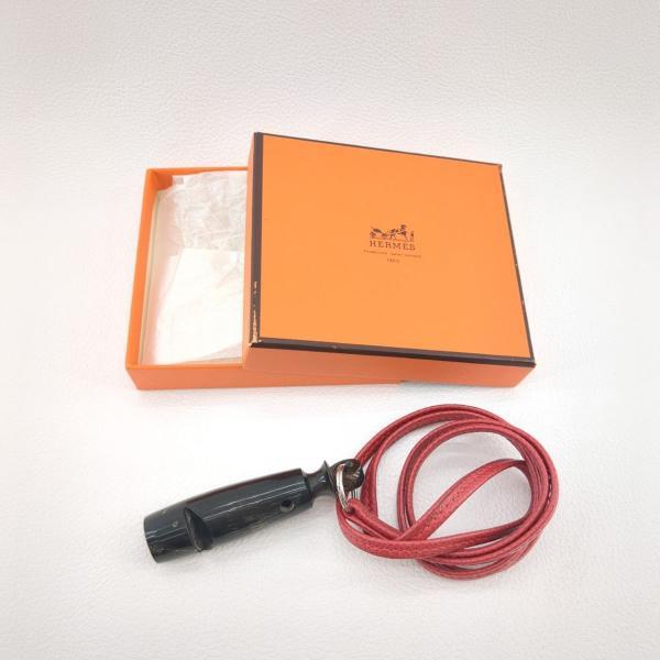 希少/美品✨エルメス シフレ ドッグホイッスル 犬笛 笛 レザー ブラック 黒 HERMES（エルメス） 希少・美品】エルメス シフレ 水牛 ホイッスル