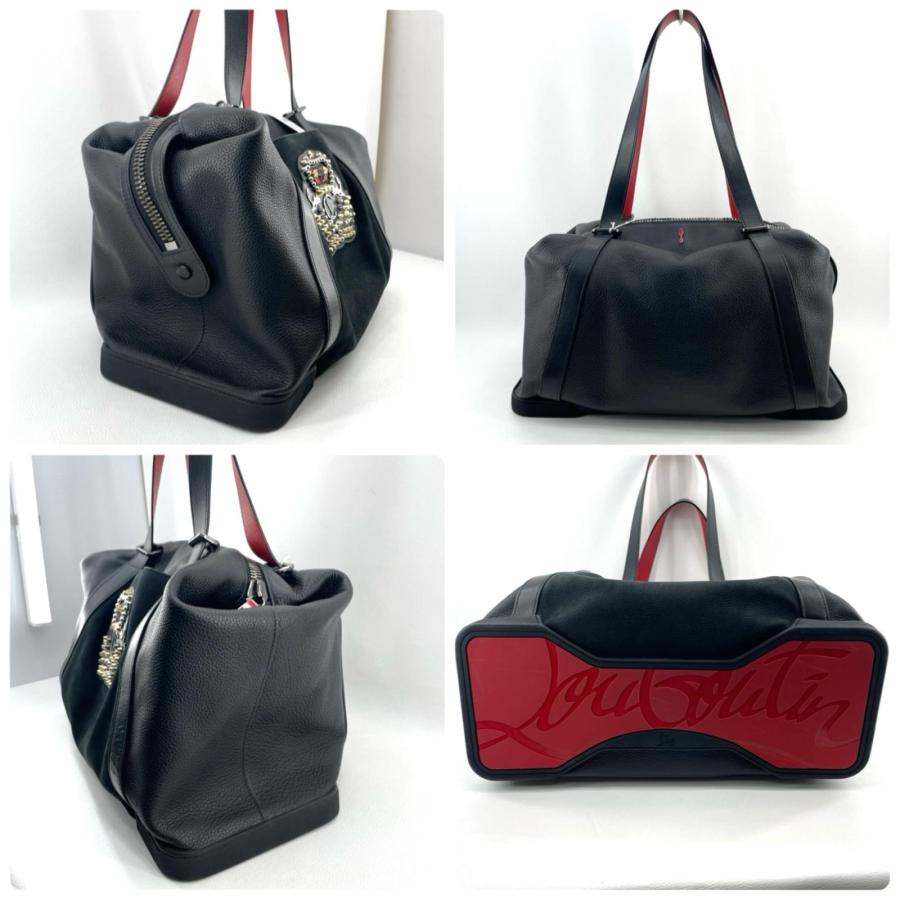 Christian Louboutin ボストンバッグ バッグデーモン スタッズ レザー ブラック レッド ユニセックス クリスチャンルブタン ◆2005_1