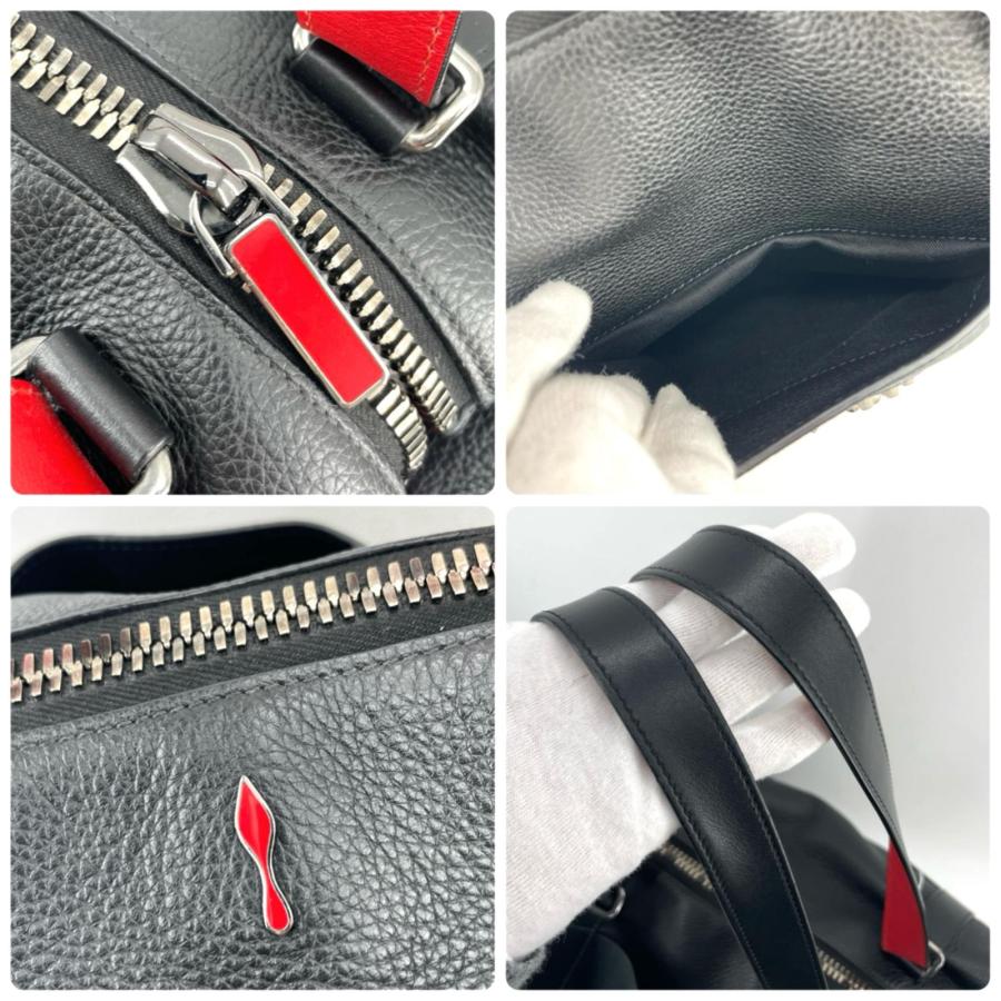 Christian Louboutin ボストンバッグ バッグデーモン スタッズ レザー ブラック レッド ユニセックス クリスチャンルブタン ◆2005_2