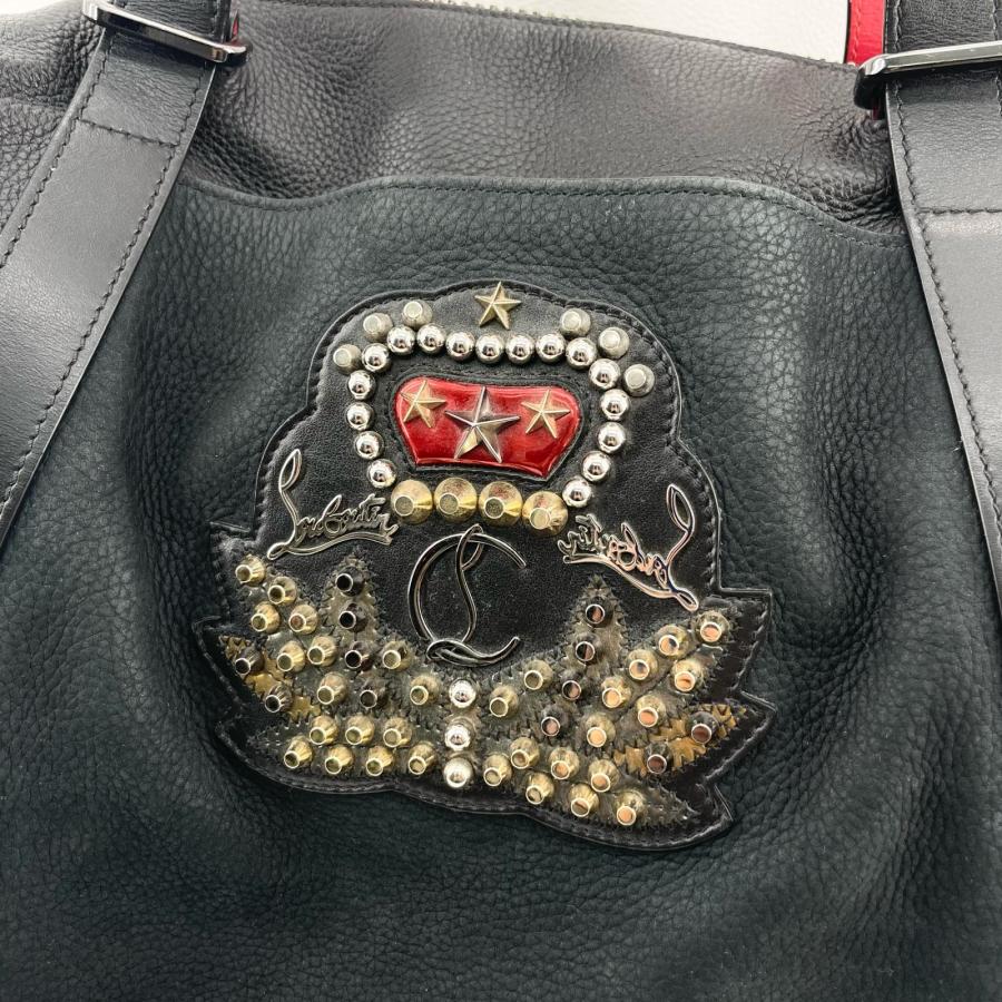 Christian Louboutin ボストンバッグ バッグデーモン スタッズ レザー ブラック レッド ユニセックス クリスチャンルブタン ◆2005_5
