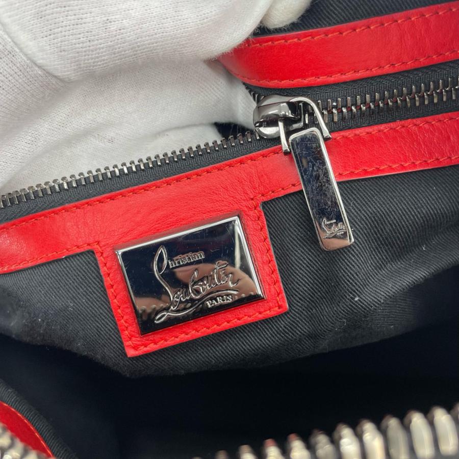 Christian Louboutin ボストンバッグ バッグデーモン スタッズ レザー ブラック レッド ユニセックス クリスチャンルブタン ◆2005_8