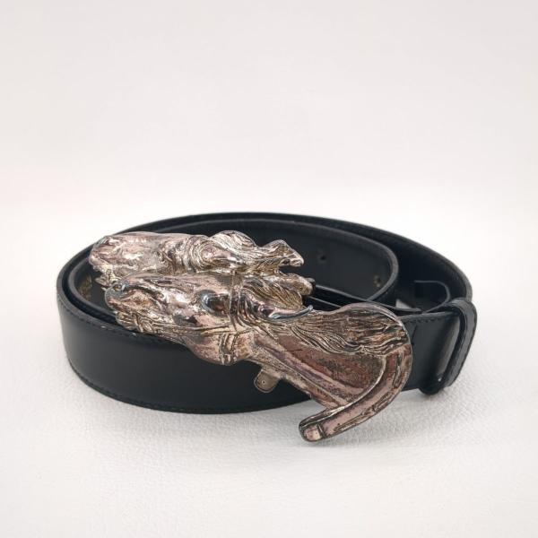 GUCCI（グッチ） ホースバックル レザーベルト ブラック 70・28 約60