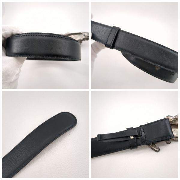 GUCCI グッチ　オールド　ヴィンテージ　レザーベルト　ホースバックル GUCCI（グッチ） ホースバックル レザーベルト ブラック 70・28 約60