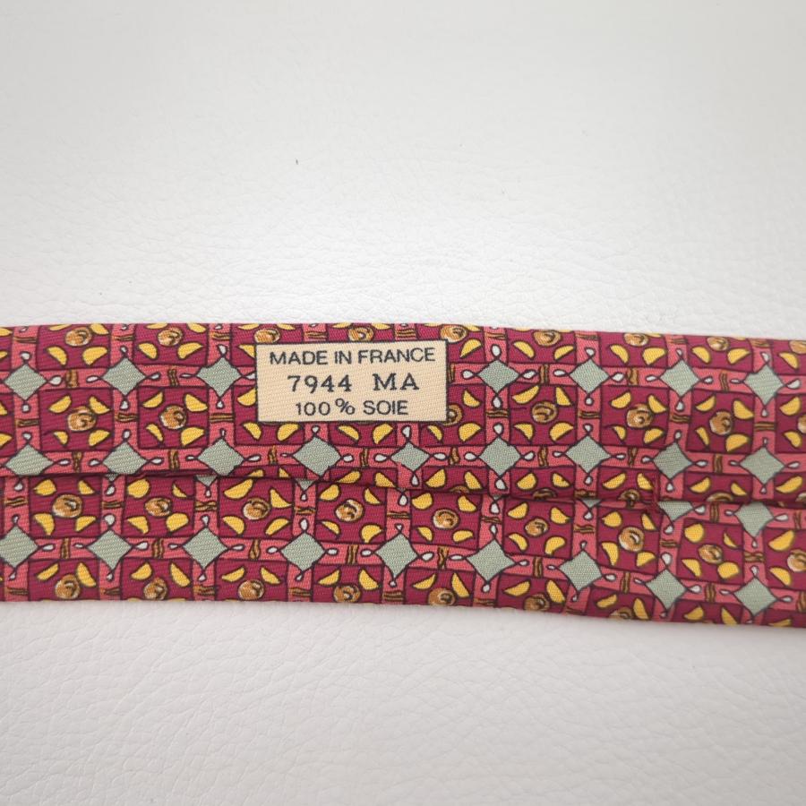 HERMES（エルメス） 美品】 ネクタイ シルク100% レッド×イエロー
