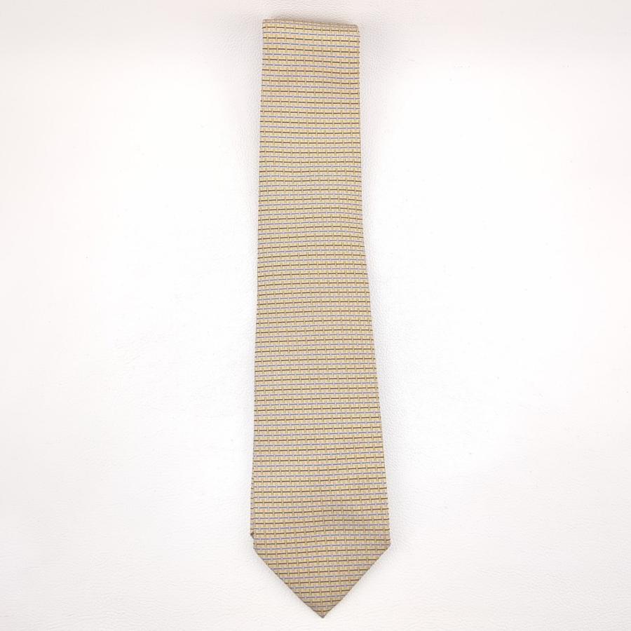 HERMES（エルメス） 美品】 ネクタイ シルク100% イエロー H柄 剣先幅