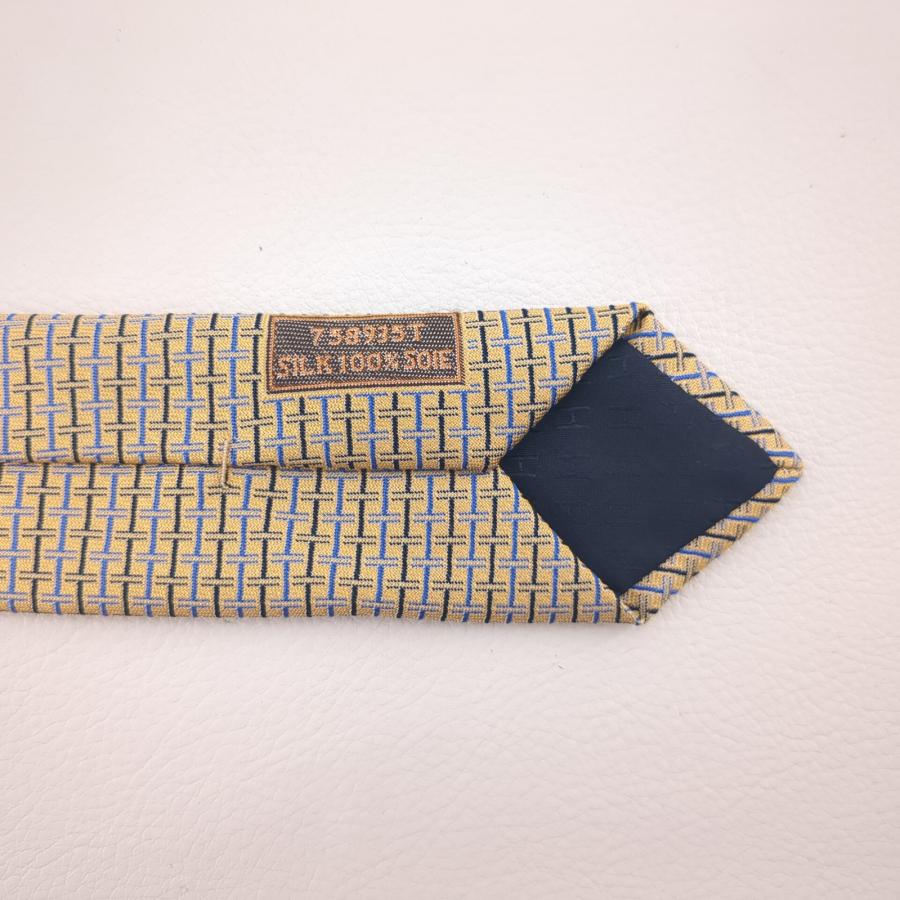 HERMES（エルメス） 美品】 ネクタイ シルク100% イエロー H柄 剣先幅