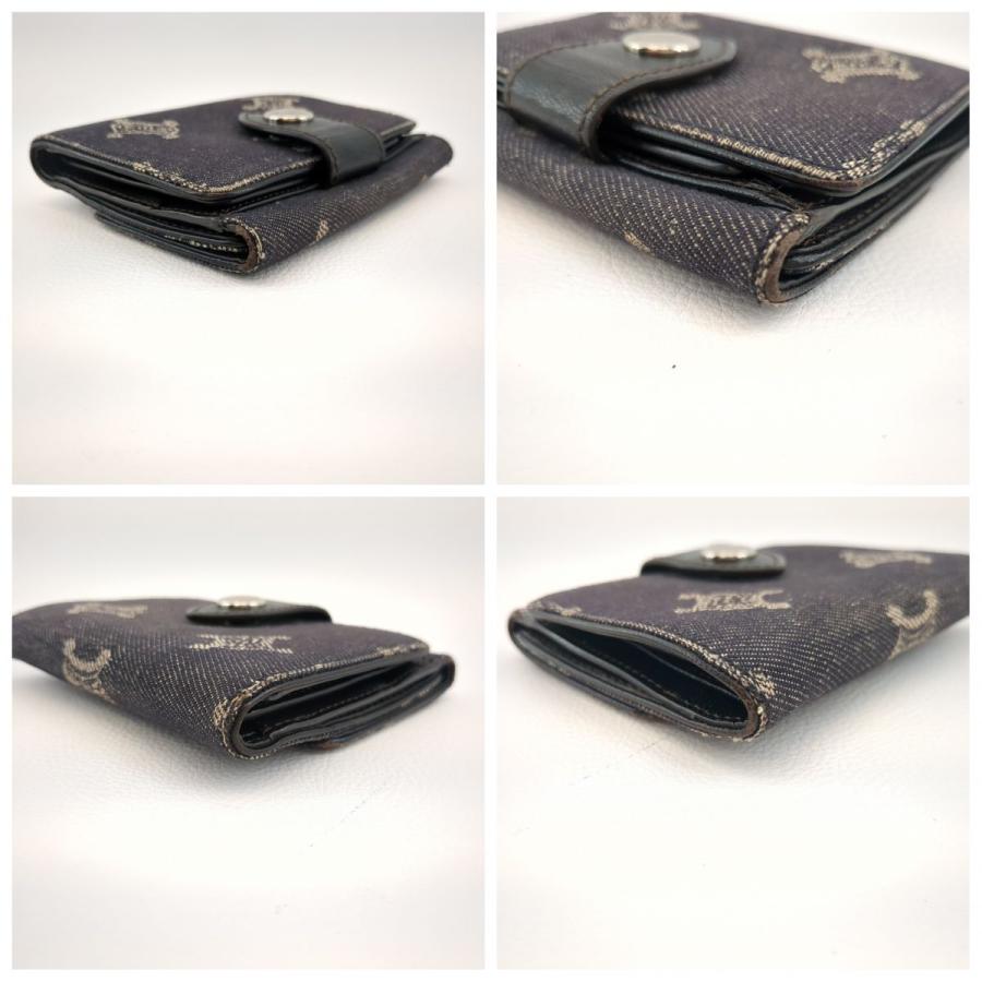 CELINE セリーヌ 三つ折り財布 マカダム デニム ブラック メンズ