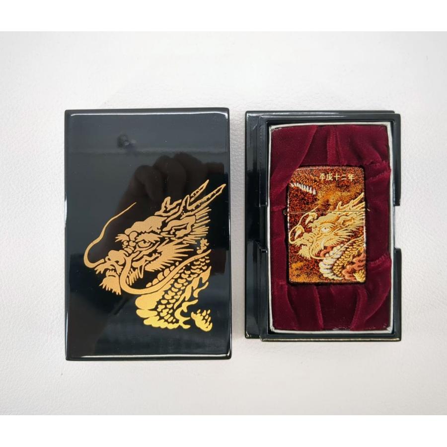 未使用品 ZIPPO ライター 本金蒔絵 平成12年 干支 辰 ケース付き 龍 
