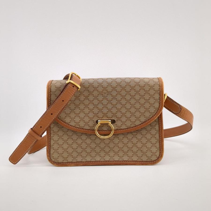 CELINE セリーヌ ショルダーバッグ ベージュ×ブラウン マカダム CELINE セリーヌ ショルダーバッグ ベージュ×ブラウン マカダム