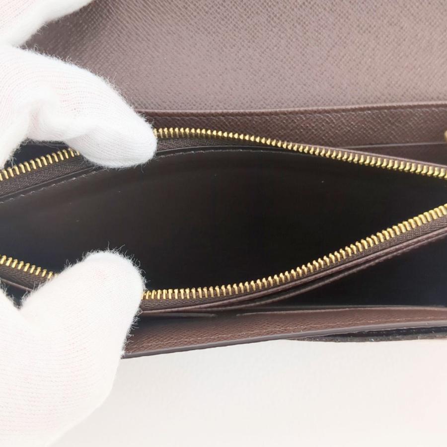 ポルトフォイユ・サラ 美品】ルイヴィトン N63209 ダミエ エベヌ 長 