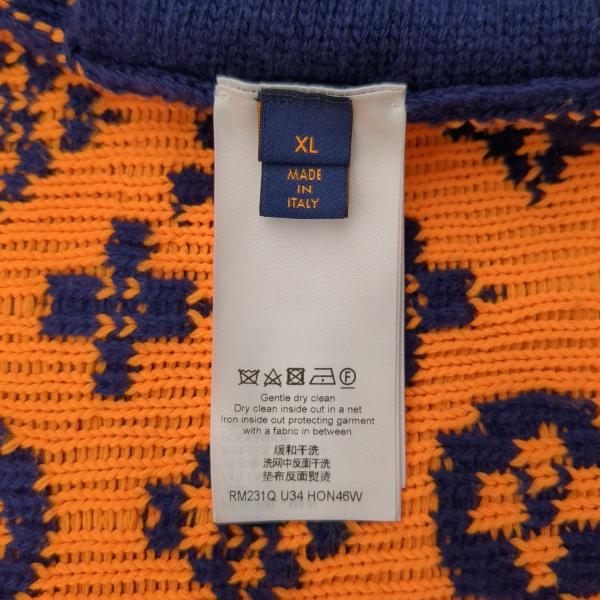 ルイヴィトン ニットカーディガン SIZE XL ネイビー×オレンジ 23SS