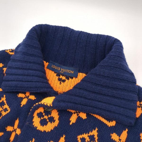 ルイヴィトン ニットカーディガン SIZE XL ネイビー×オレンジ 23SS