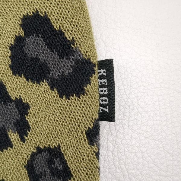 ケボズ ニットベスト モスグリーン レオパード柄 SIZE M Vネック KEBOZ 