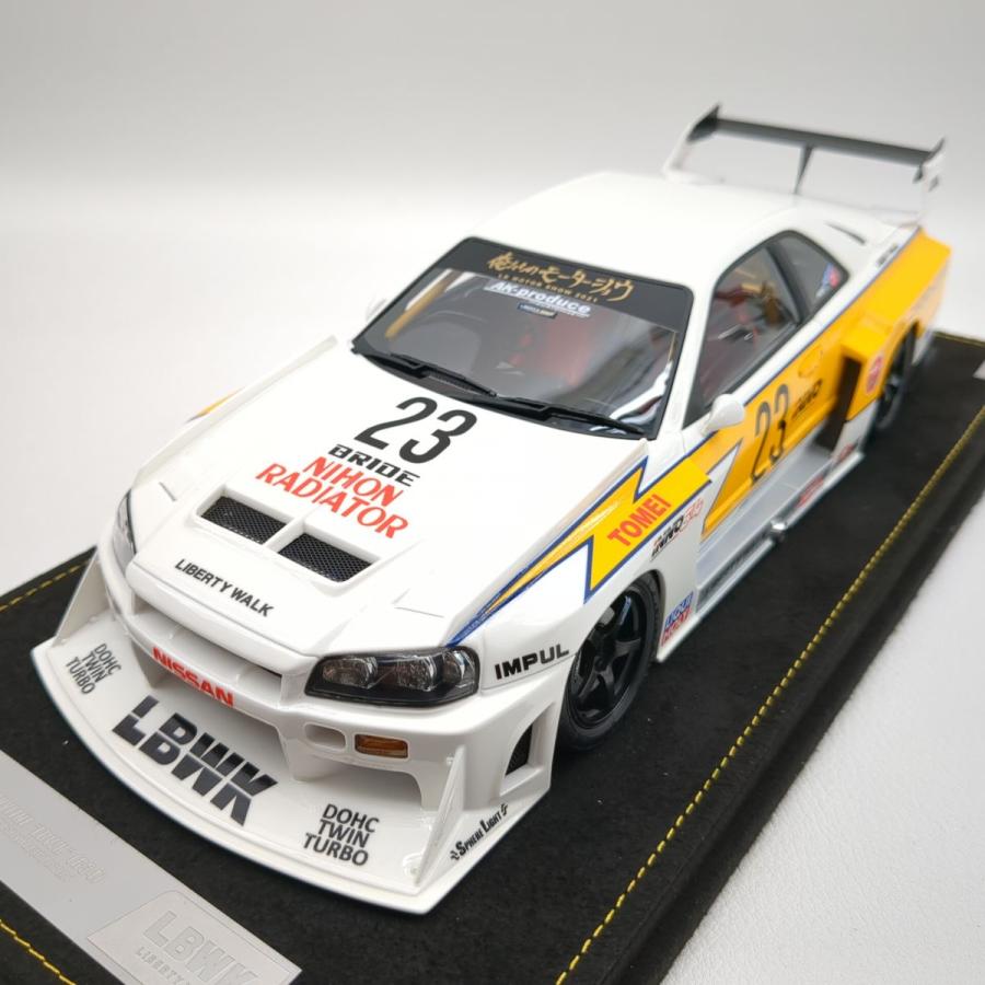 INNO Models LB-ER34 NISSAN SKYLINE LBWK R34 SUPER SILHOUETTE HOSHINO RETRO LIVERY ホワイト×イエロー 1/18 ミニカー ◆3109/宮竹店｜pickupjapan｜02