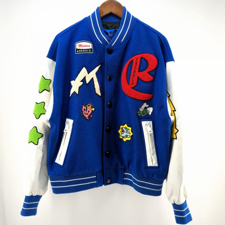 MAISON EMERALD スタジャン ブルー SIZE M ワッペン メンズ MAISON EMERALD スタジャン ブルー SIZE M ワッペン メンズ