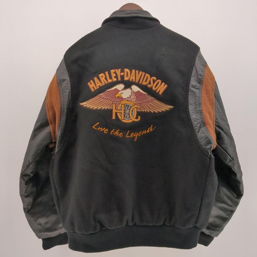 HARLEY-DAVIDSON スタジャン ブラック×ブラウン SIZE M 90’s ハーレーダビッドソン  ◆3109/宮竹店｜pickupjapan｜02