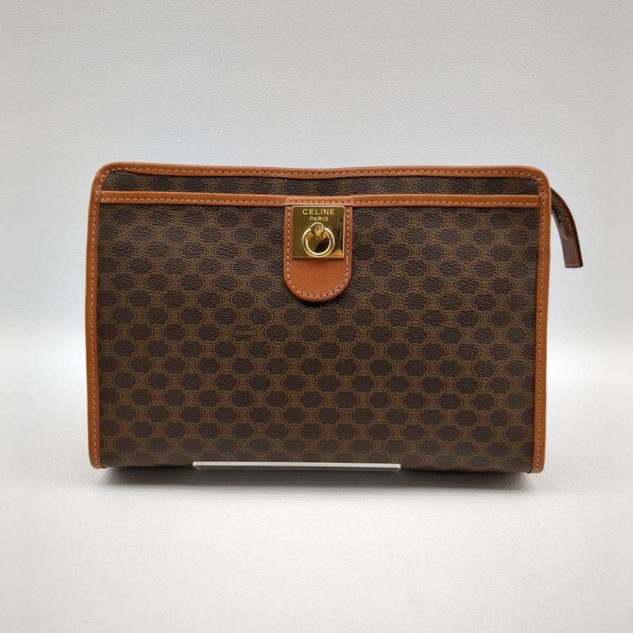CELINE セリーヌ セカンドバッグ ブラウン マカダム柄 ガンチーニ金具  