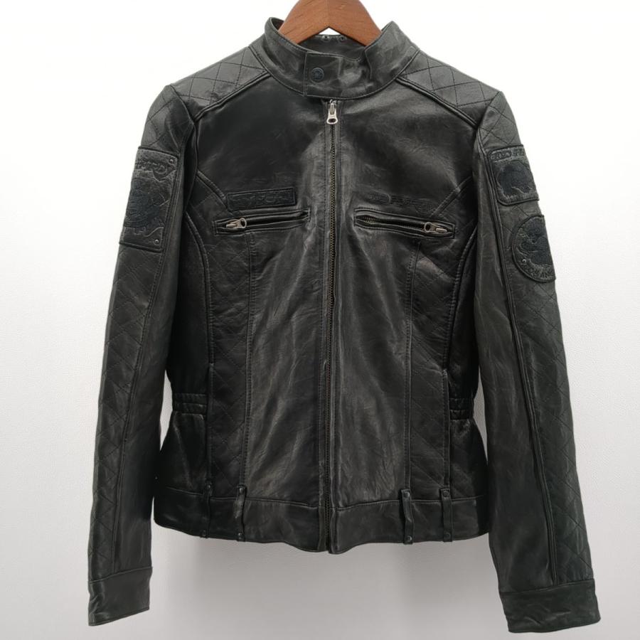エドハーディー レザージャケット ブラック SIZE M レースオン 