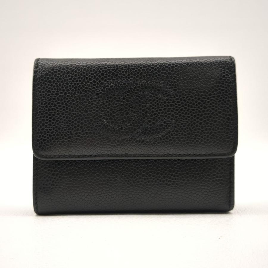 CHANEL シャネル 3つ折り財布 キャビアスキン 6792659 ブラック CHANEL 