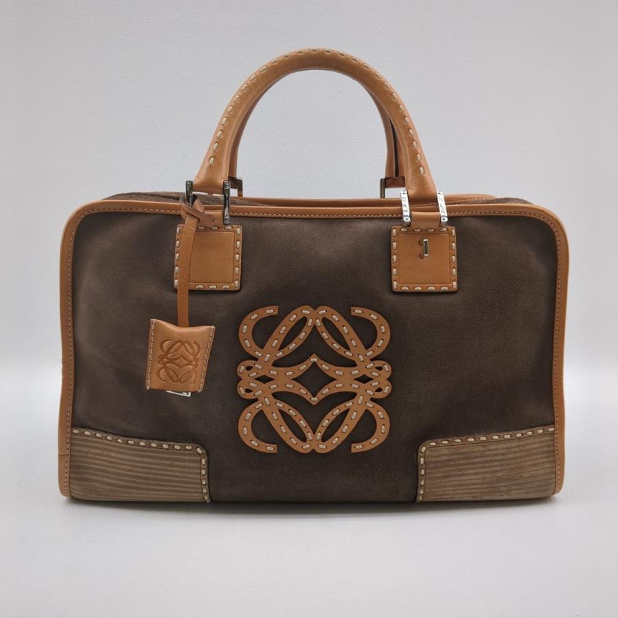 LOEWE ロエベ ハンドバッグ アマソナ28限定ライン スウェード ブラウン