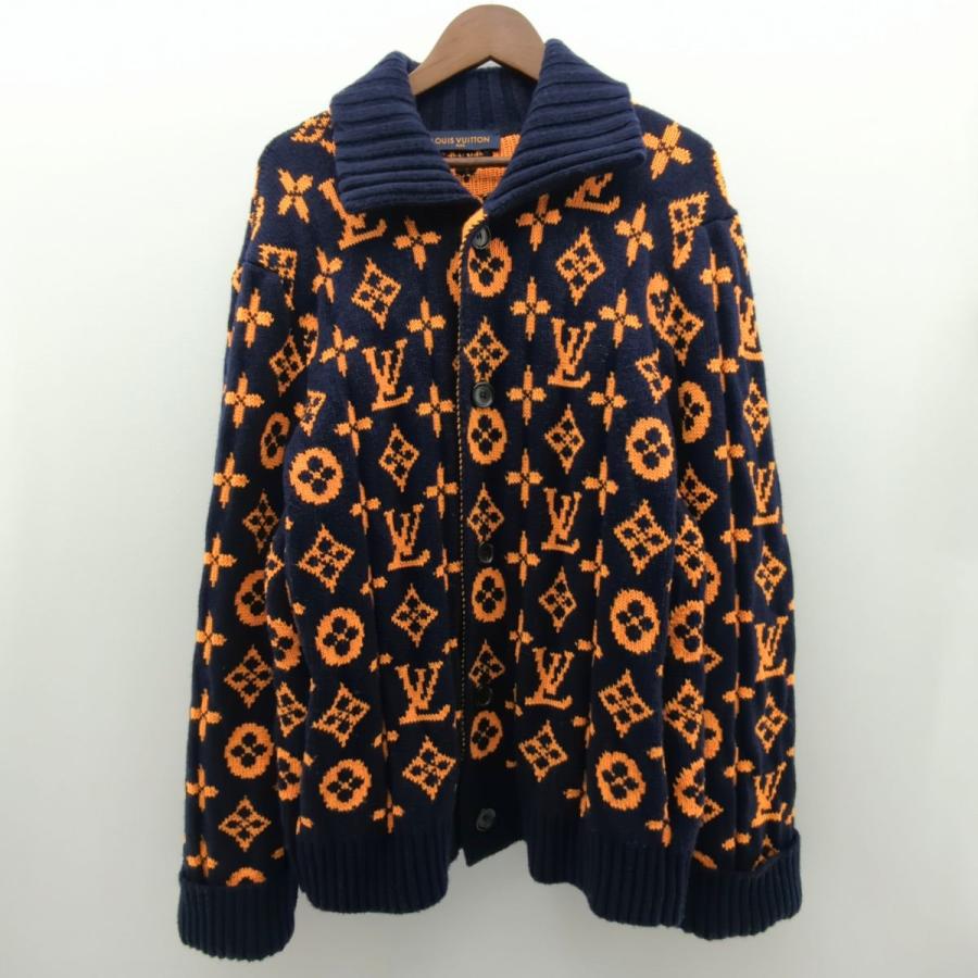 ルイヴィトン ニットカーディガン SIZE XL ネイビー×オレンジ ルイヴィトン ニットカーディガン SIZE XL ネイビー×オレンジ